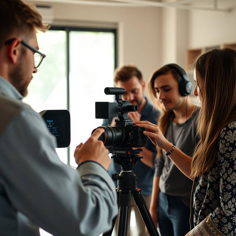 Our team working on a video project