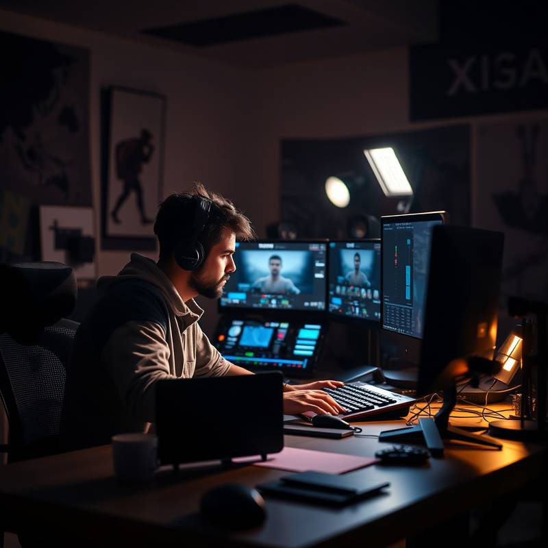 Video editor working on a project